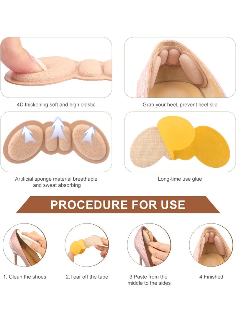 CLENEA Heel Stickers, Anti Drop Heel Anti Slip Anti Abrasion Shoe Stickers, Heel Protectors for Blister Pain, Padding, Makes Shoes Fit Better, Suitable for Oversized Shoes, Unisex, 4 Pairs, Black, Khaki - Image 5